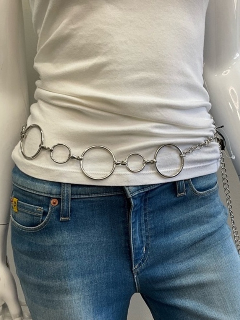 nOir Silver Circle Chain Belt M/L FOR skirts, Jeans… New